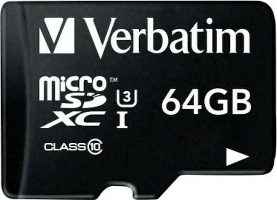Verbatim Pro microSDXC 64GB U3 UHS-I 90MB/s Cu Adaptor
