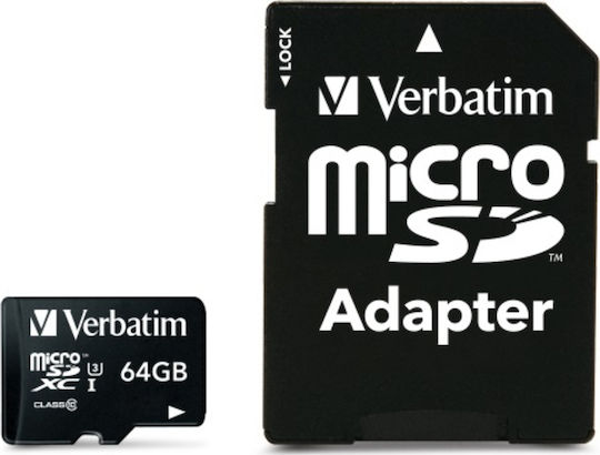 Verbatim Pro microSDXC 64GB U3 UHS-I 90MB/s Cu Adaptor
