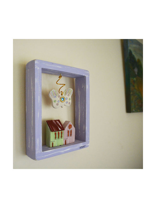 Kapadakis Wood Art Wall Decor Butterfly Handmade Purple Made of Wood 20x5x24cm