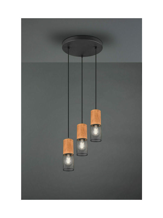 Trio Lighting Tosh Hängelampe Braun mit Fassung E27 28x150cm.