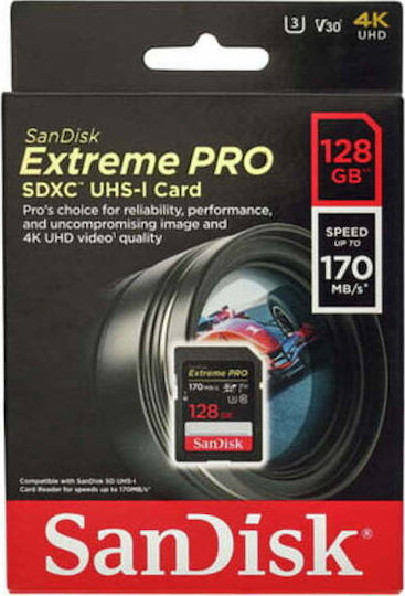 Sandisk Extreme Pro SDXC 128GB Клас 10 U3 V30 UHS-I