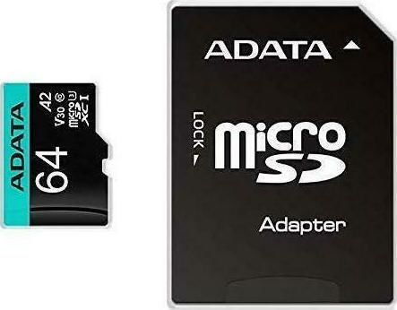 Adata Premier Pro microSDXC 64GB U3 V30 A2 UHS-I 100MB/s Cu Adaptor