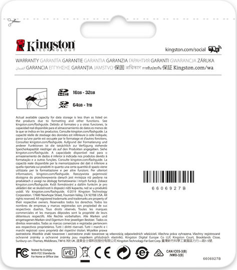 Kingston Canvas Select Plus SDXC 256GB Class 10 U3 V30 UHS-I