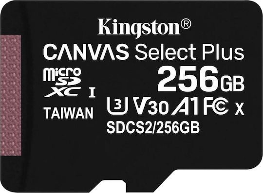 Kingston Canvas Select Plus microSDXC 256GB U3 V30 A1 UHS-I 100MB/s с адаптер