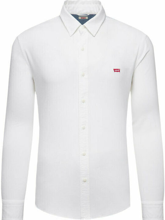 Battery Batwing Long-sleeved Denim Shirt White