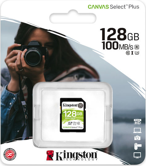 Kingston Canvas Select Plus SDXC 128GB Class 10 U3 V30 UHS-I