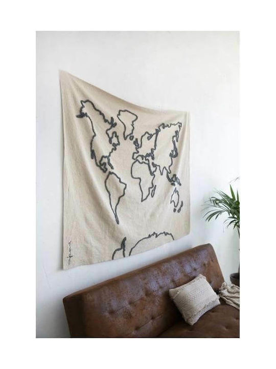 Lorena Canals Decorațiune Tapiserie Hang-Map Lucrată Manual Ecru Din Țesătură 160x120cm