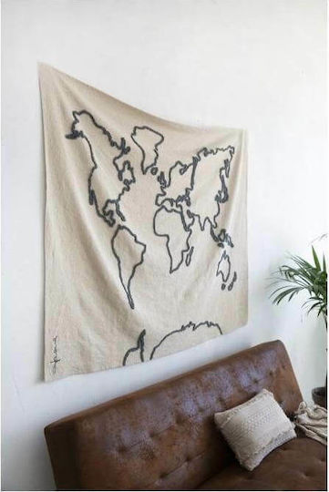Lorena Canals Decorative Tapestry HANG-MAP Handmade Ecru Made of Fabric 160x120cm
