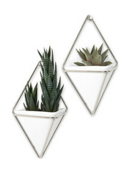 Umbra Set Wanddekorationen aus Keramik Trigg Small Λευκό/Νίκελ Ματ 12x6.4x19cm 2pcs