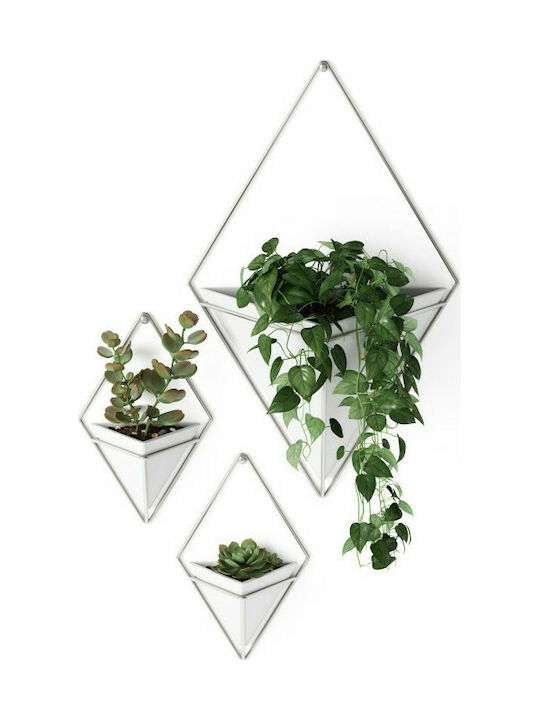 Umbra Set Wanddekorationen aus Keramik Trigg Small Λευκό/Νίκελ Ματ 12x6.4x19cm 2pcs