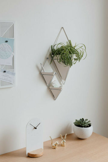 Umbra Set of Decorative Wall Decor made of Ceramic Material Trigg Small White/Nickel Checkmate 12x6.4x19cm 2pcs