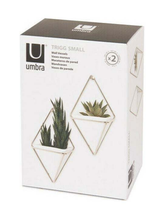 Umbra Set Wanddekorationen aus Keramik Trigg Small Λευκό/Νίκελ Ματ 12x6.4x19cm 2pcs