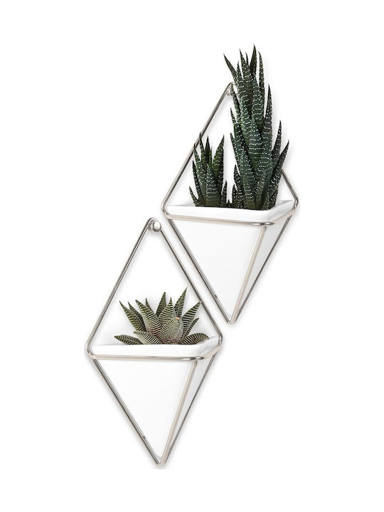 Umbra Set Wanddekorationen aus Keramik Trigg Small Λευκό/Νίκελ Ματ 12x6.4x19cm 2pcs