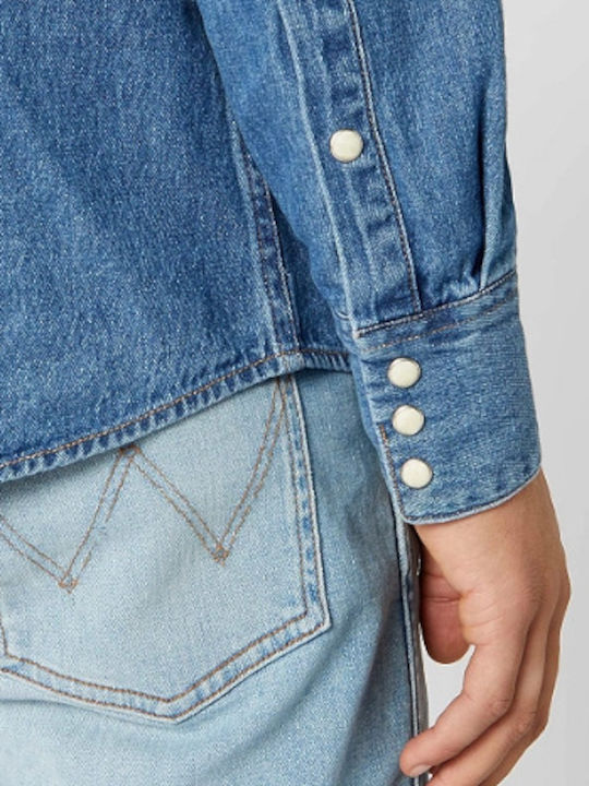 Icons Western Long-sleeved Denim Shirt Blue