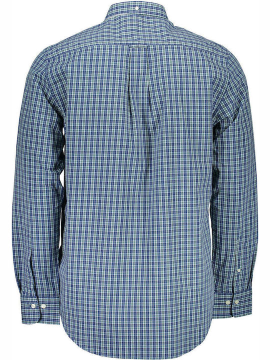 Gant Men's Shirt Long Sleeve Cotton Checked Green