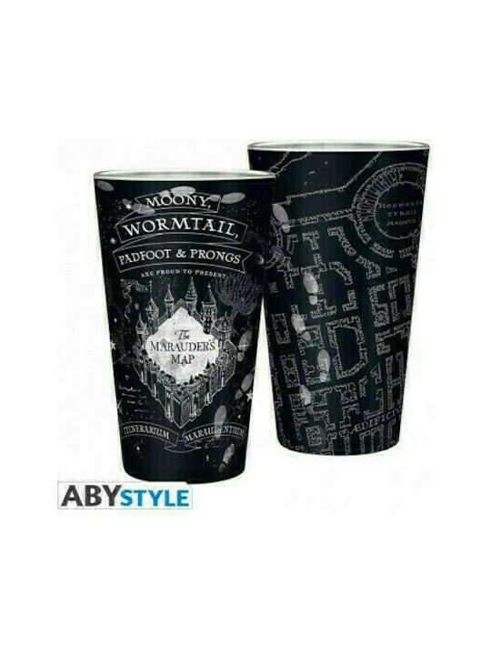 Abysse Harry Potter - Marauder's Map Ποτήρι από Γυαλί σε Μαύρο Χρώμα 400ml