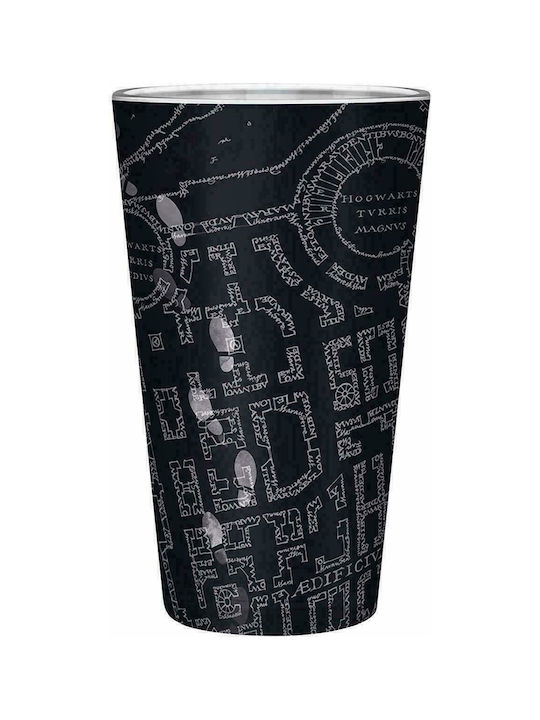 Abysse Harry Potter - Marauder's Map Ποτήρι από Γυαλί σε Μαύρο Χρώμα 400ml