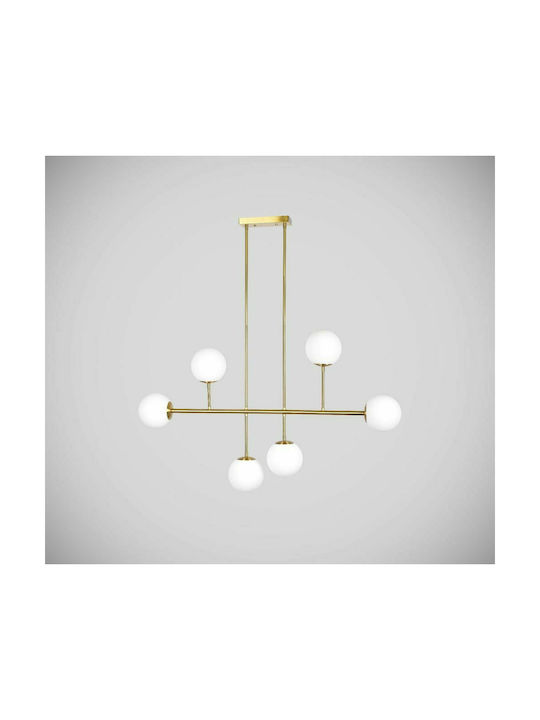 Home Lighting Prato Pendant Light Gold Rail for 6 Bulbs E27 70cm