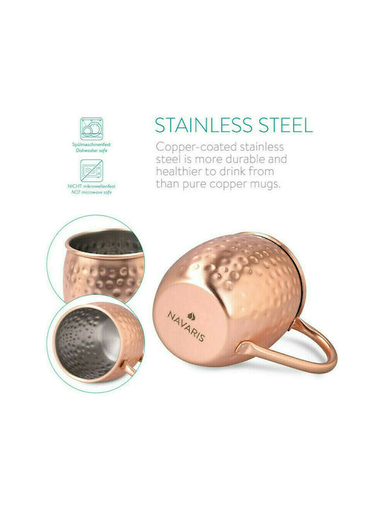 Navaris Moscow Mule Σετ Ποτήρια από Ανοξείδωτο Ατσάλι Ροζ 500ml 4τμχ