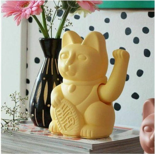 Donkey Διακοσμητική Γάτα από Πλαστικό Lucky Cat Maneki σε Yellow 10.5x8.5x15cm