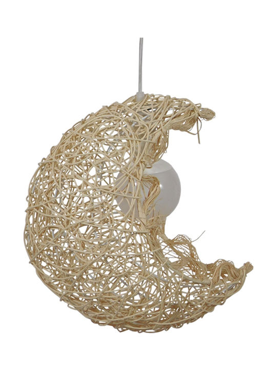 GloboStar Crescent Hängelampe Beige Glocke mit Fassung E27 30x20x35cm.