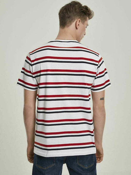 Urban Classics TB2875 Men's Short Sleeve T-shirt White/red/midnightnavy