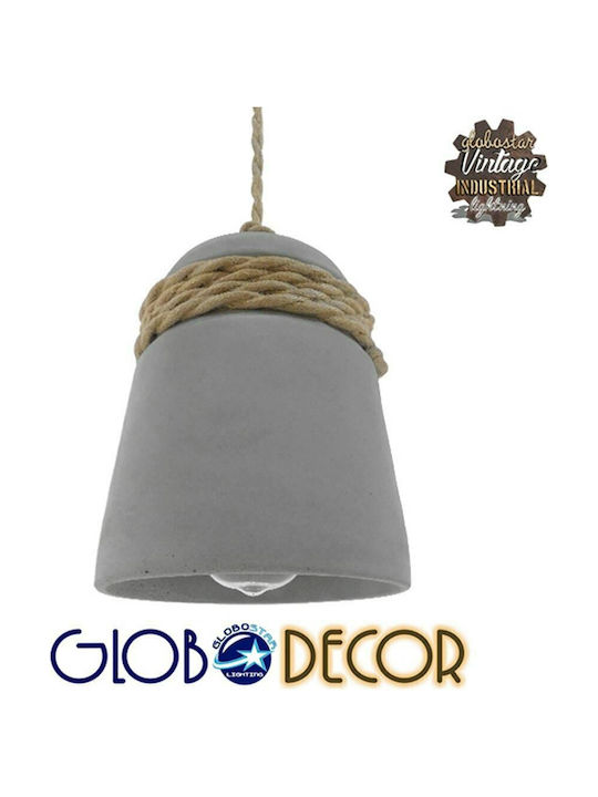 GloboStar Etesian Pendant Light Gray with Socket E27 20x26cm