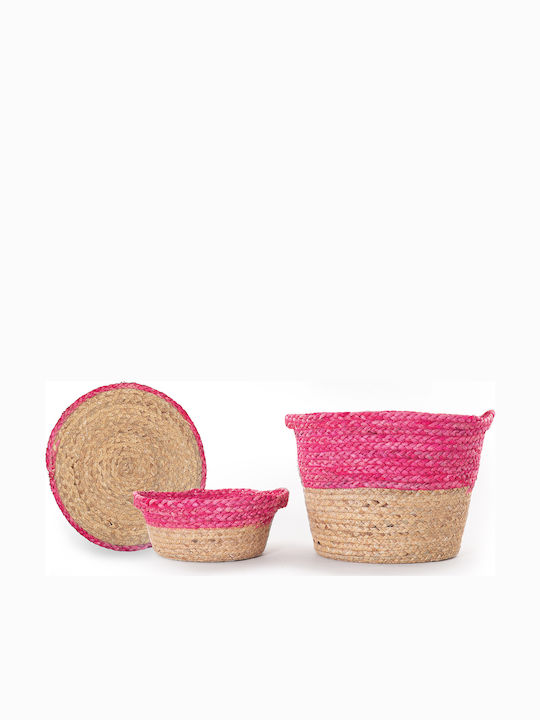 Velez Decorative Basket Wicker with Handles Pink 23x23x13cm 028107 Nef-Nef Homeware