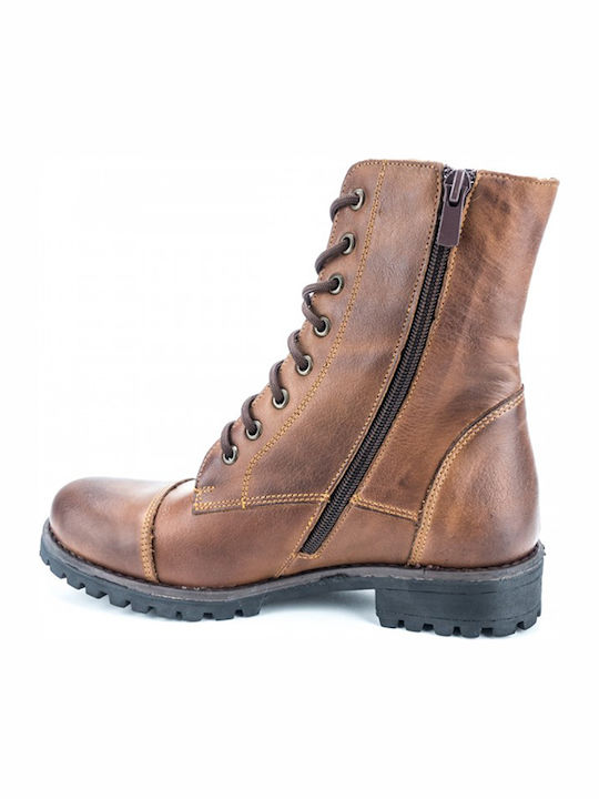 Leather Women's Ankle Boots Tabac Brown