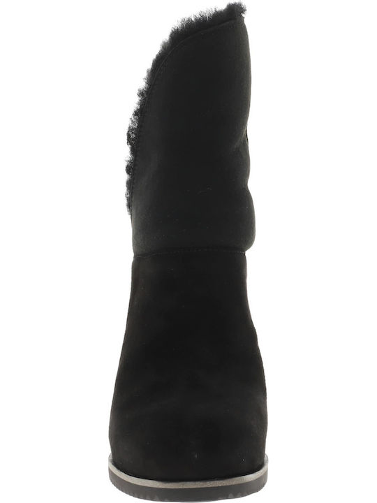 1105576 Suede Women's Ankle Boots Platform & Fur Black