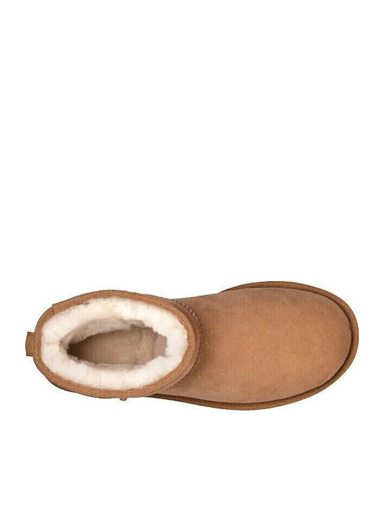Ugg Australia Classic Mini II Велурени Дамски Ботуши с Козина Кестеняви