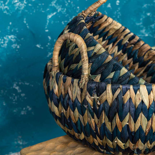 Nima Saira Decorative Basket Wicker with Handles Blue 40x40x20cm