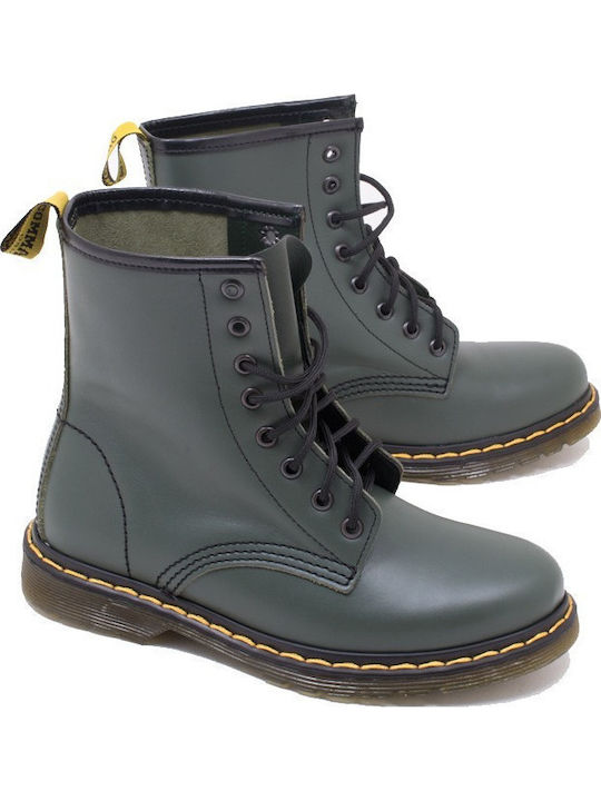 Leather Women's Ankle Boots Khaki
