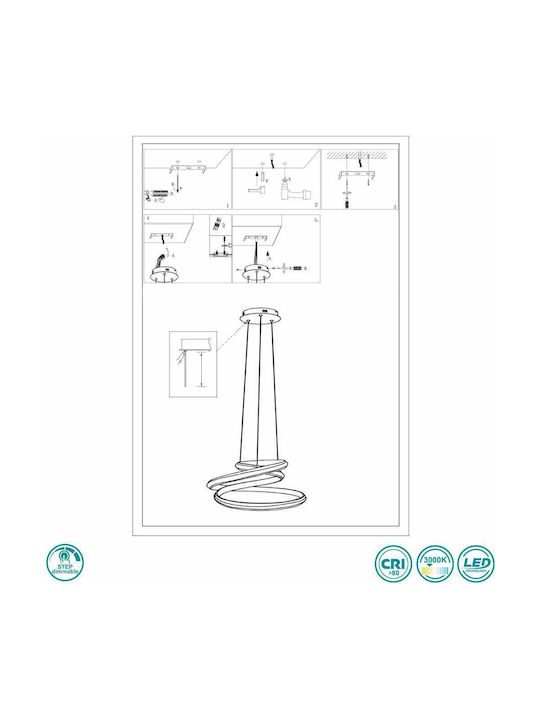 Wofi Tess Pendant Light White 41cm