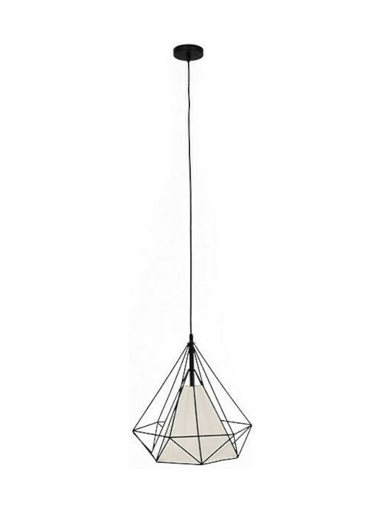GloboStar Kairi Hängelampe Schwarz Raster mit Fassung E27 38x39cm.