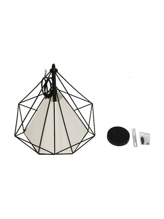 GloboStar Kairi Hängelampe Schwarz Raster mit Fassung E27 38x39cm.