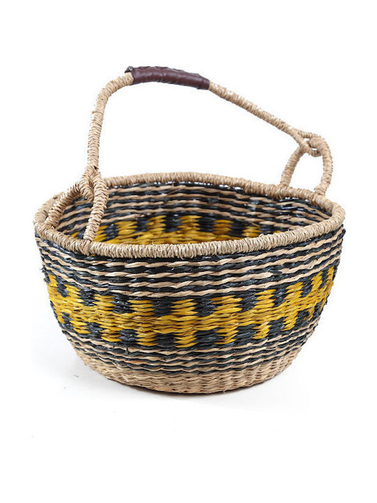Soulworks Set de coșuri decorative cu mânere Galben-negru 5buc