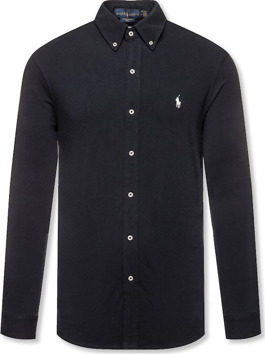 Long-sleeved Cotton Shirt Navy Blue