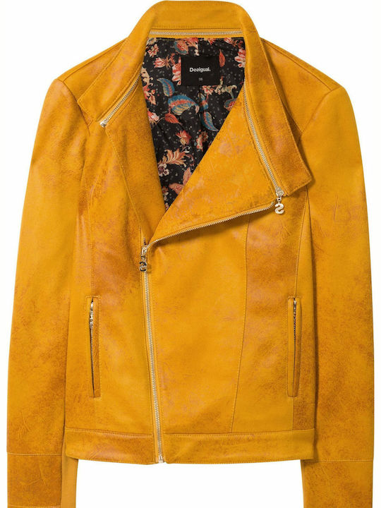 Merlin Γυναικείο Suede Biker Jacket Κίτρινο