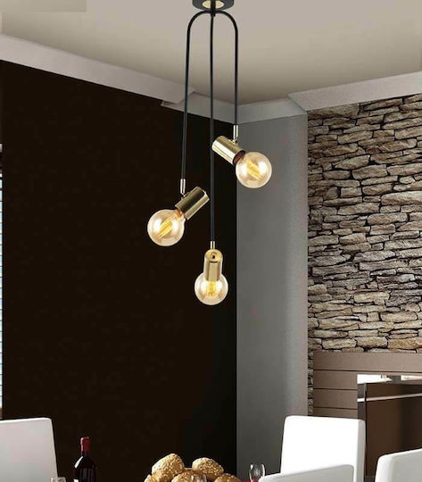 Luma Pendant Light Black Ball with Socket E27 30x75cm
