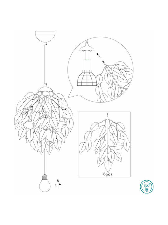 Trio Lighting Ρυθμιζόμενο Κρεμαστό Φωτιστικό Λευκό Καμπάνα με Ντουί E27 38εκ.