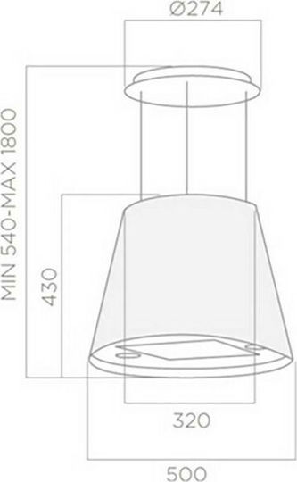 Elica Juno WH/F 51 Απορροφητήρας Νησίδα Ανακύκλωσης 50cm Λευκός