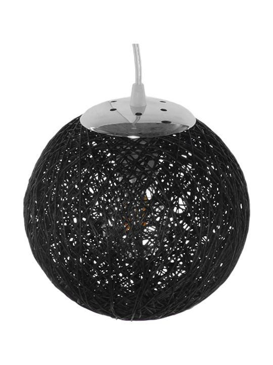 GloboStar Rattan Pendant Light Black with Socket E27 22x22x20cm