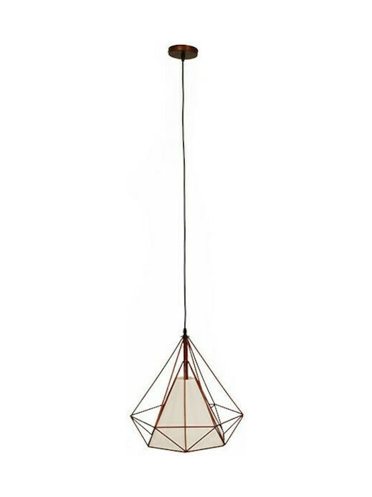 GloboStar Kairi Pendant Light Brown Grid with Socket E27 38x38x39cm