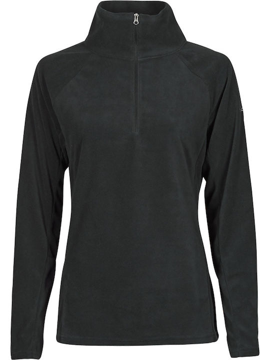 Glacial IV Women's Blouse Fleece Long Sleeve with Zipper Black