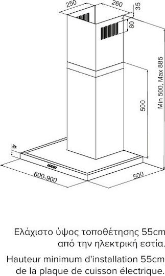Karag Каминен аспиратор 60см Inox