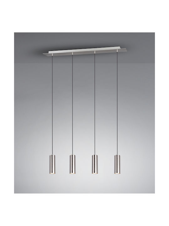 Trio Lighting Marley Pendant Light Silver Rail for 4 Bulbs GU10 75x150cm