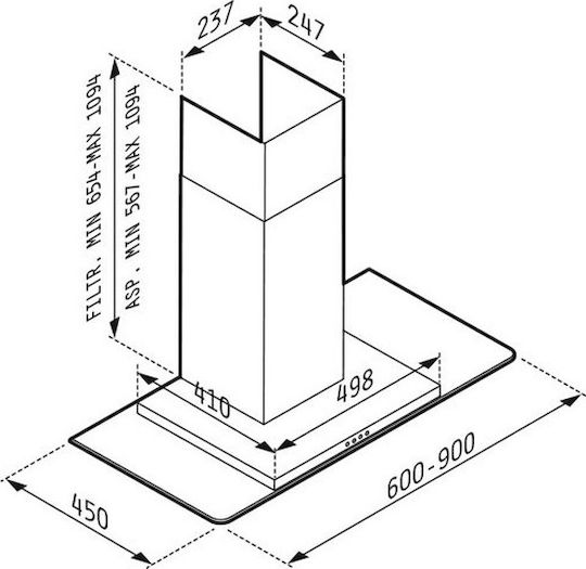 Pyramis Cielo Απορροφητήρας Καμινάδα 60cm Inox