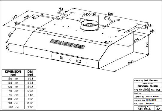 Faber 741 Base A90 Freestanding Vent Hood 90cm White