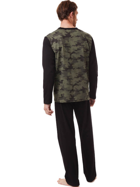 Minerva 90-70938 Men's Winter Cotton Pajamas Set Army Scan